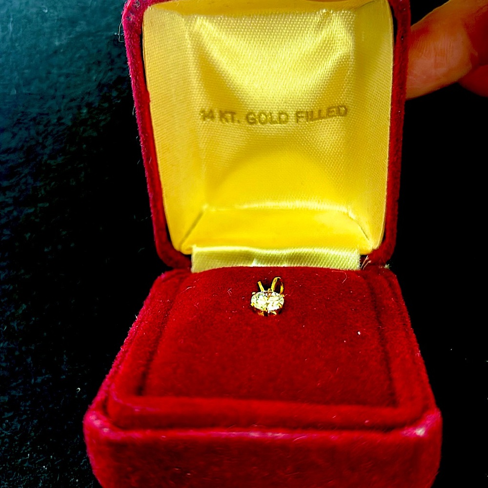14 kt gold overlay, 1 kt cz
